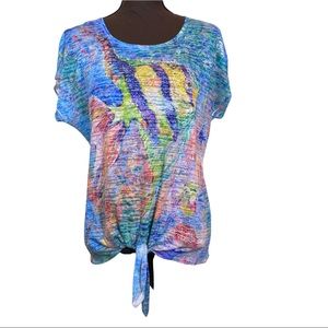 Leoma Lovegrove tie hem embellished fish print top size medium